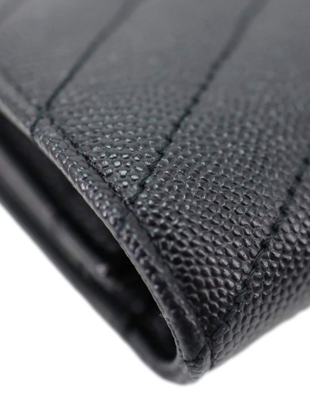 Yves Saint Laurent  Cassandre Flap Matelassé Grain De Poudre Leather Pouch Black - Picture 3 of 11